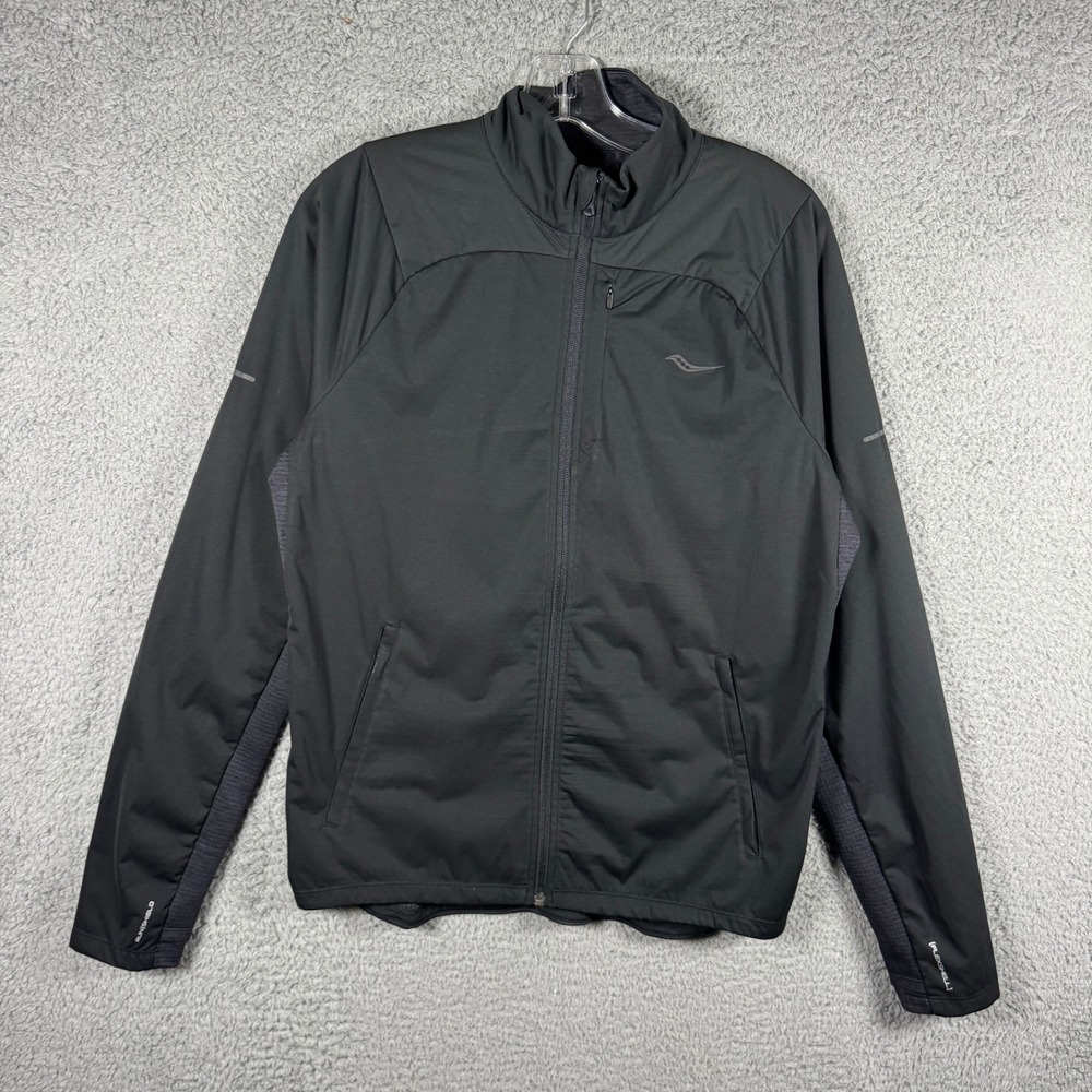 Saucony Mens RunShield FlexShell Full Zip Running Jacket Black SAM800184-BK S